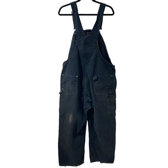 Carhartt Men's R01 Overalls Carpenter Workwear Black Flaw 48 Grunge Destroyed - Picture 2 of 10